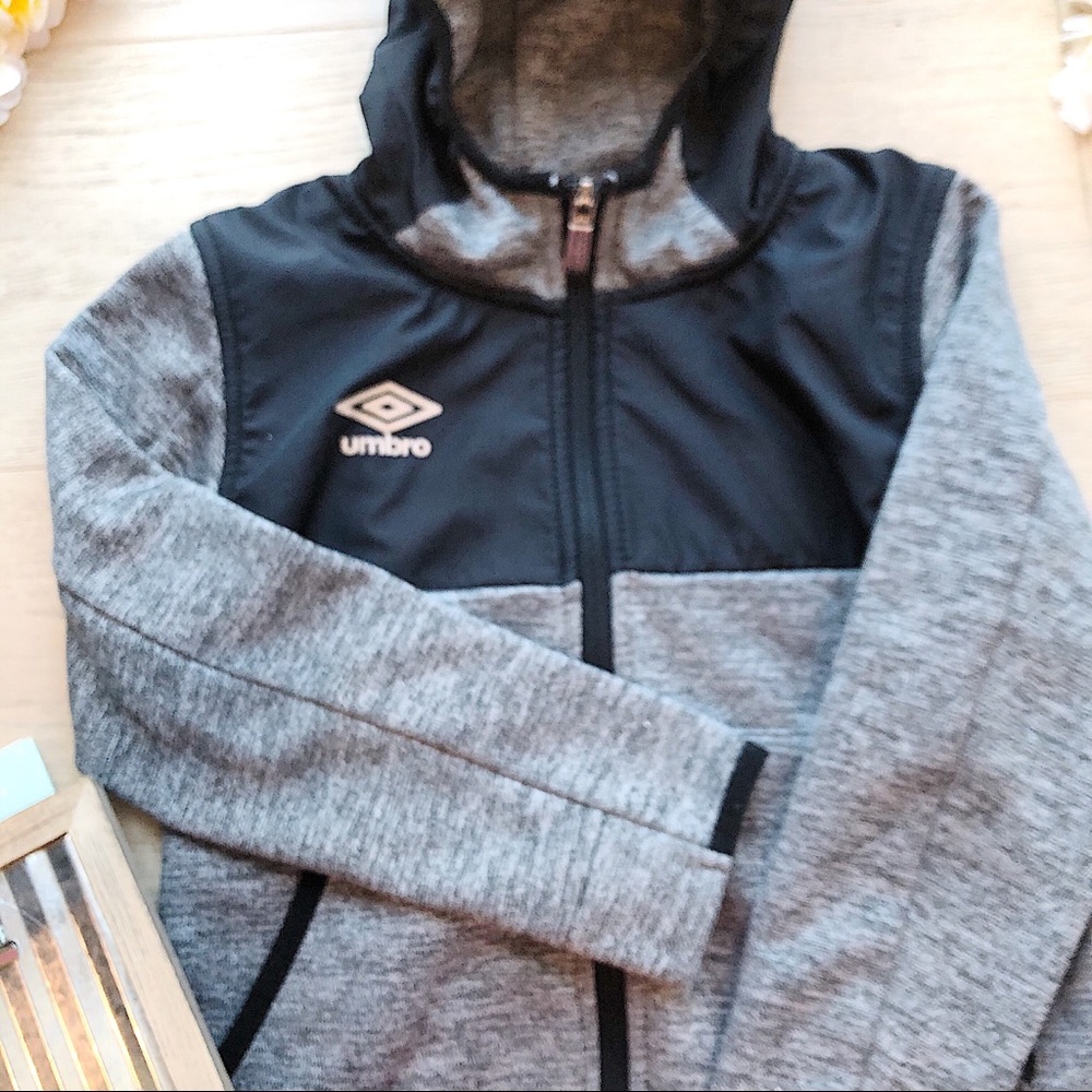 Umbro Gray and Black Zip Up Hooded Jacket